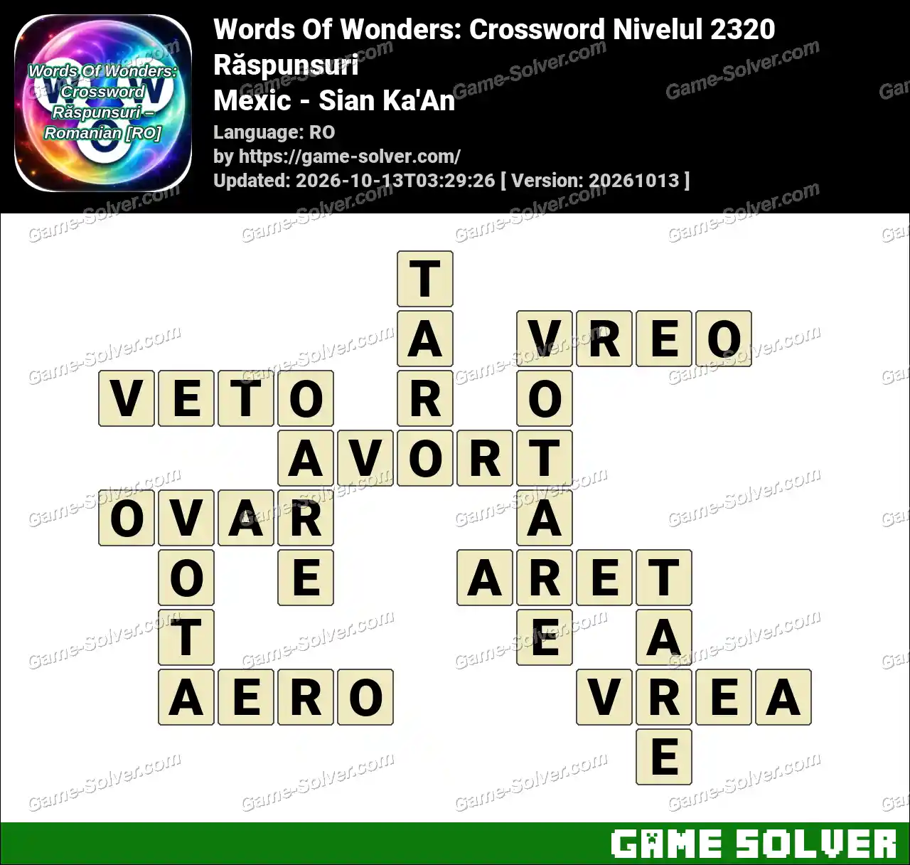 Words Of Wonders: Crossword Nivelul 2320 Răspunsuri – Mexic – Sian Ka’An